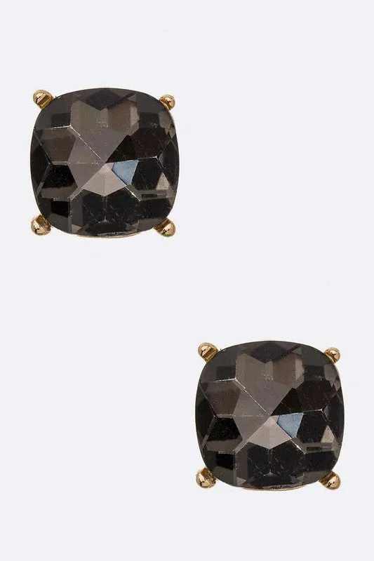 Crystal Cushion Cut Stud Earrings