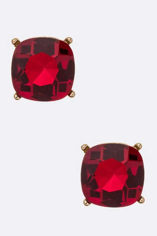 Crystal Cushion Cut Stud Earrings