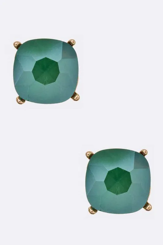 Crystal Cushion Cut Stud Earrings