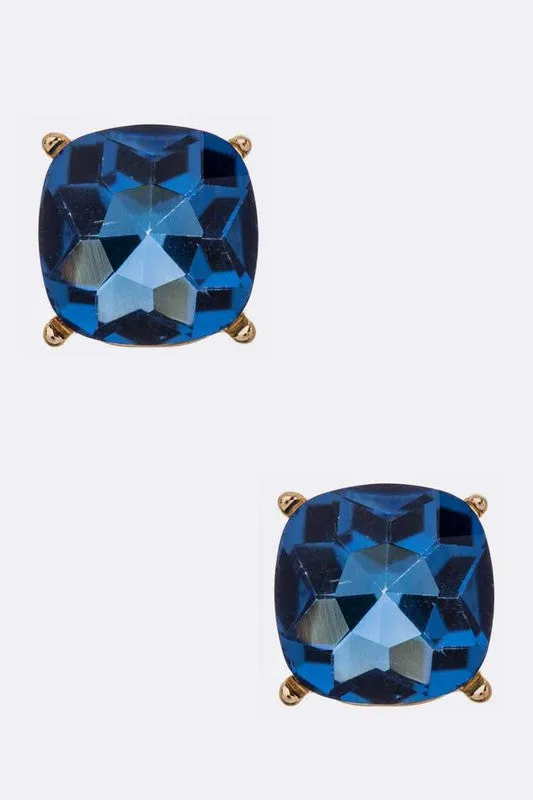 Crystal Cushion Cut Stud Earrings