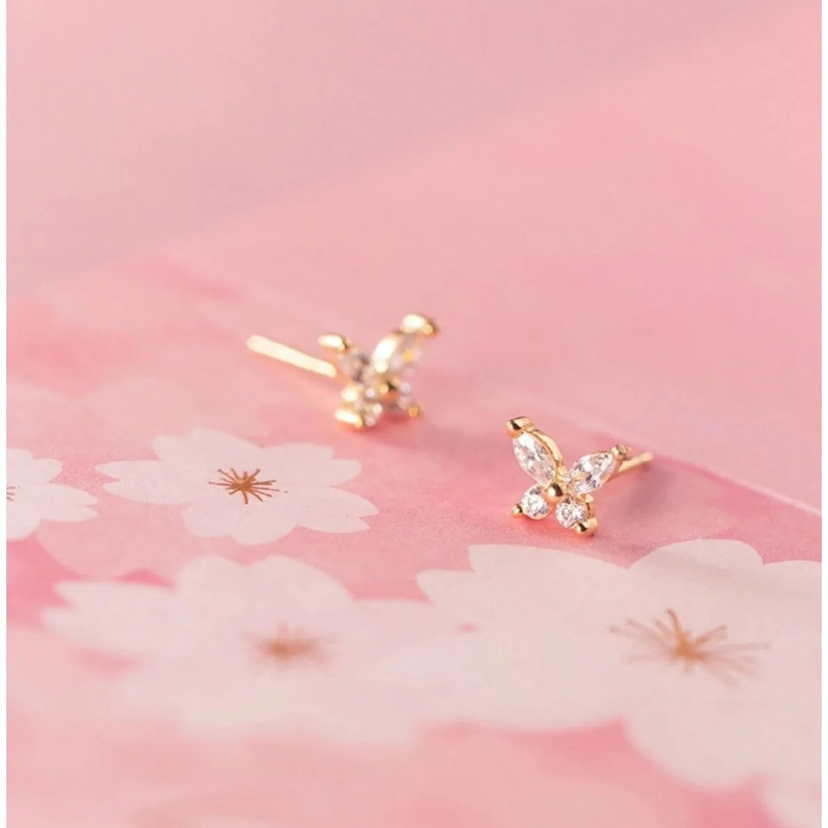 Crystal CZ Butterfly stud Earrings-ECZ022