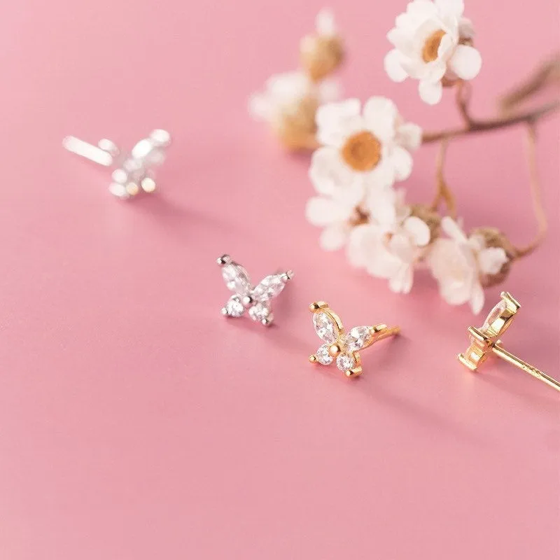 Crystal CZ Butterfly stud Earrings-ECZ022