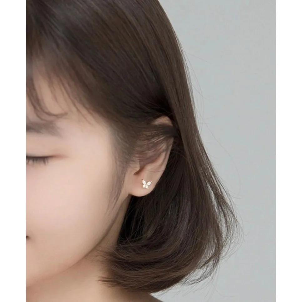 Crystal CZ Butterfly stud Earrings-ECZ022