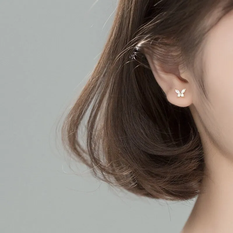 Crystal CZ Butterfly stud Earrings-ECZ022