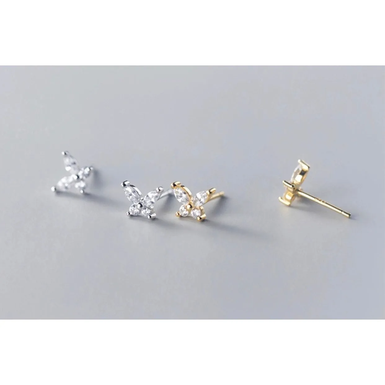 Crystal CZ Butterfly stud Earrings-ECZ022