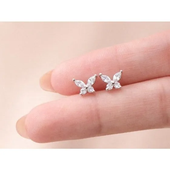 Crystal CZ Butterfly stud Earrings-ECZ022