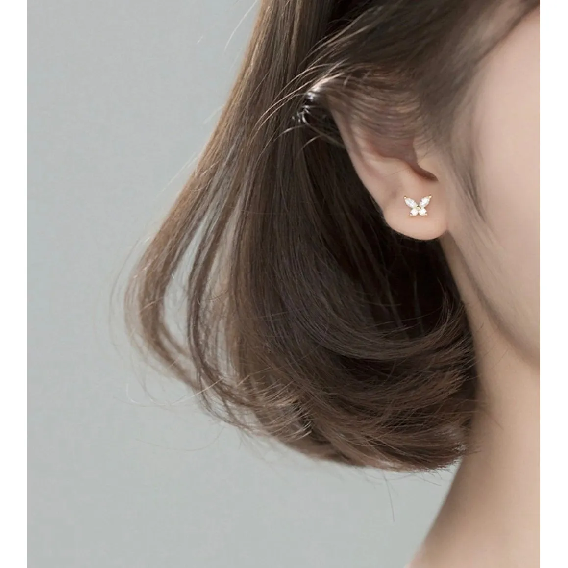 Crystal CZ Butterfly stud Earrings-ECZ022