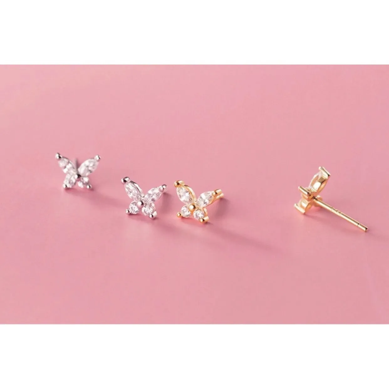 Crystal CZ Butterfly stud Earrings-ECZ022