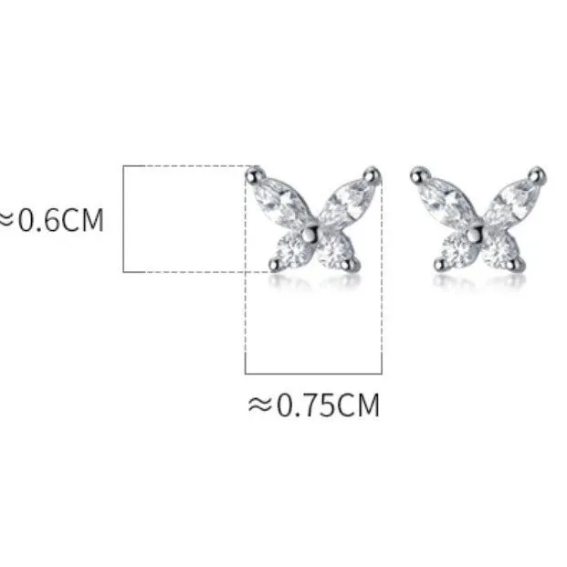 Crystal CZ Butterfly stud Earrings-ECZ022