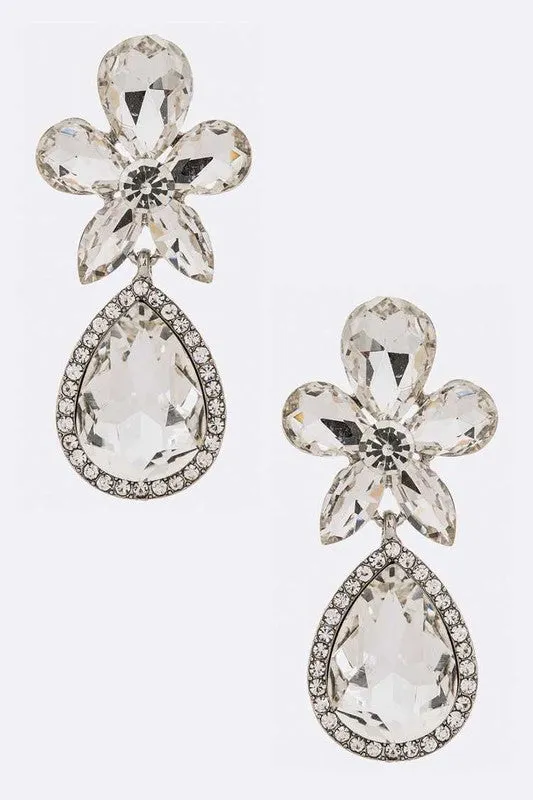 Crystal Flower Chandelier Earrings