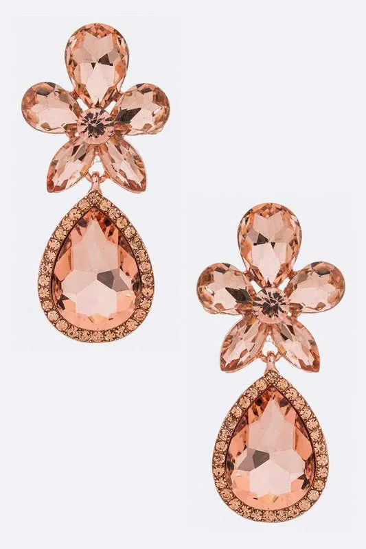 Crystal Flower Chandelier Earrings