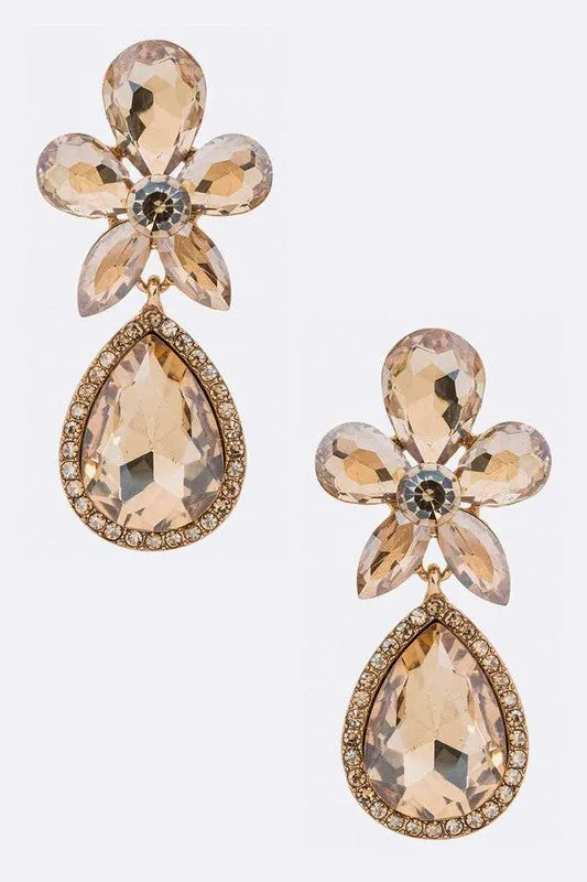 Crystal Flower Chandelier Earrings