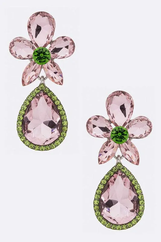 Crystal Flower Chandelier Earrings