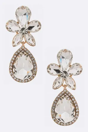 Crystal Flower Chandelier Earrings