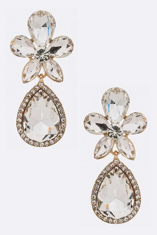 Crystal Flower Chandelier Earrings