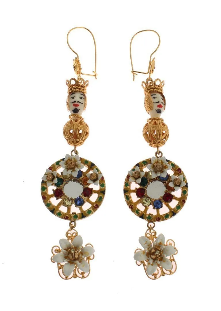 Crystal Gold Cart Wheel Pupi Doll Dangling Hook Earring