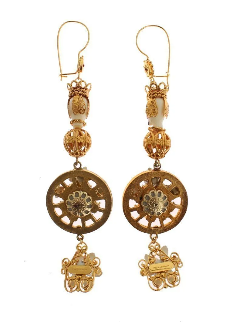 Crystal Gold Cart Wheel Pupi Doll Dangling Hook Earring
