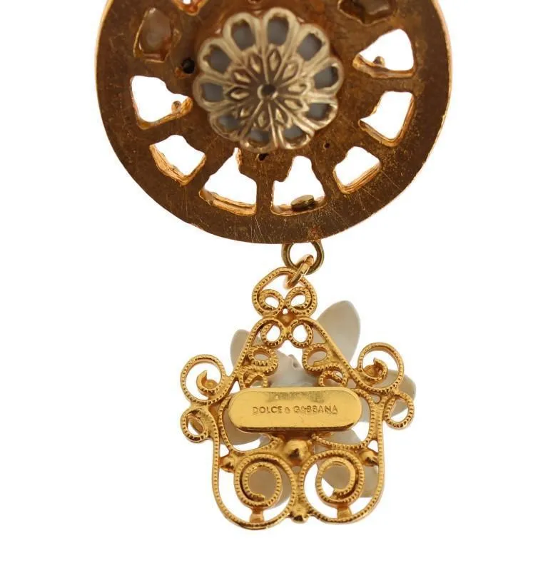 Crystal Gold Cart Wheel Pupi Doll Dangling Hook Earring