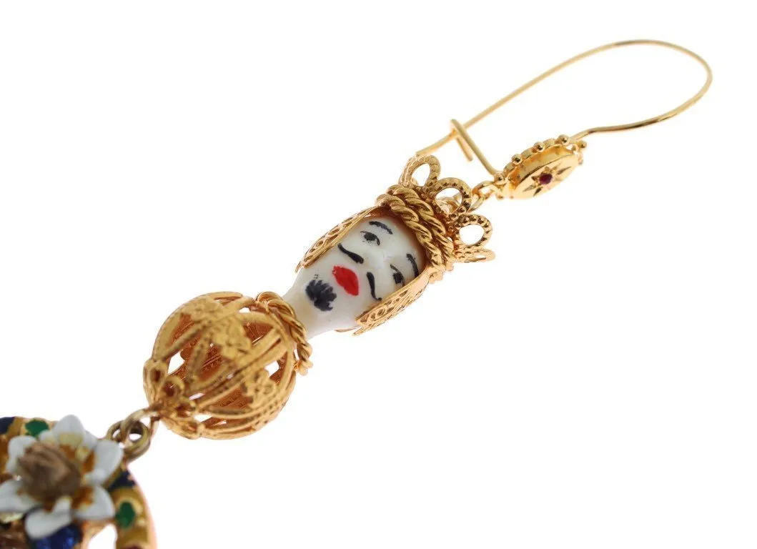 Crystal Gold Cart Wheel Pupi Doll Dangling Hook Earring