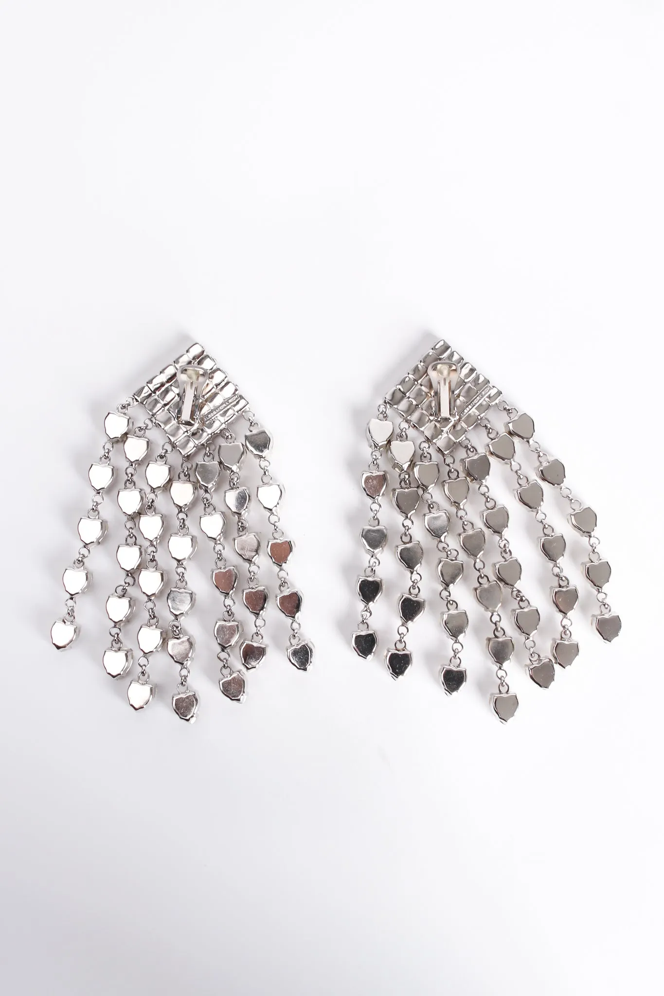 Crystal Heart Fringe Drop Earrings