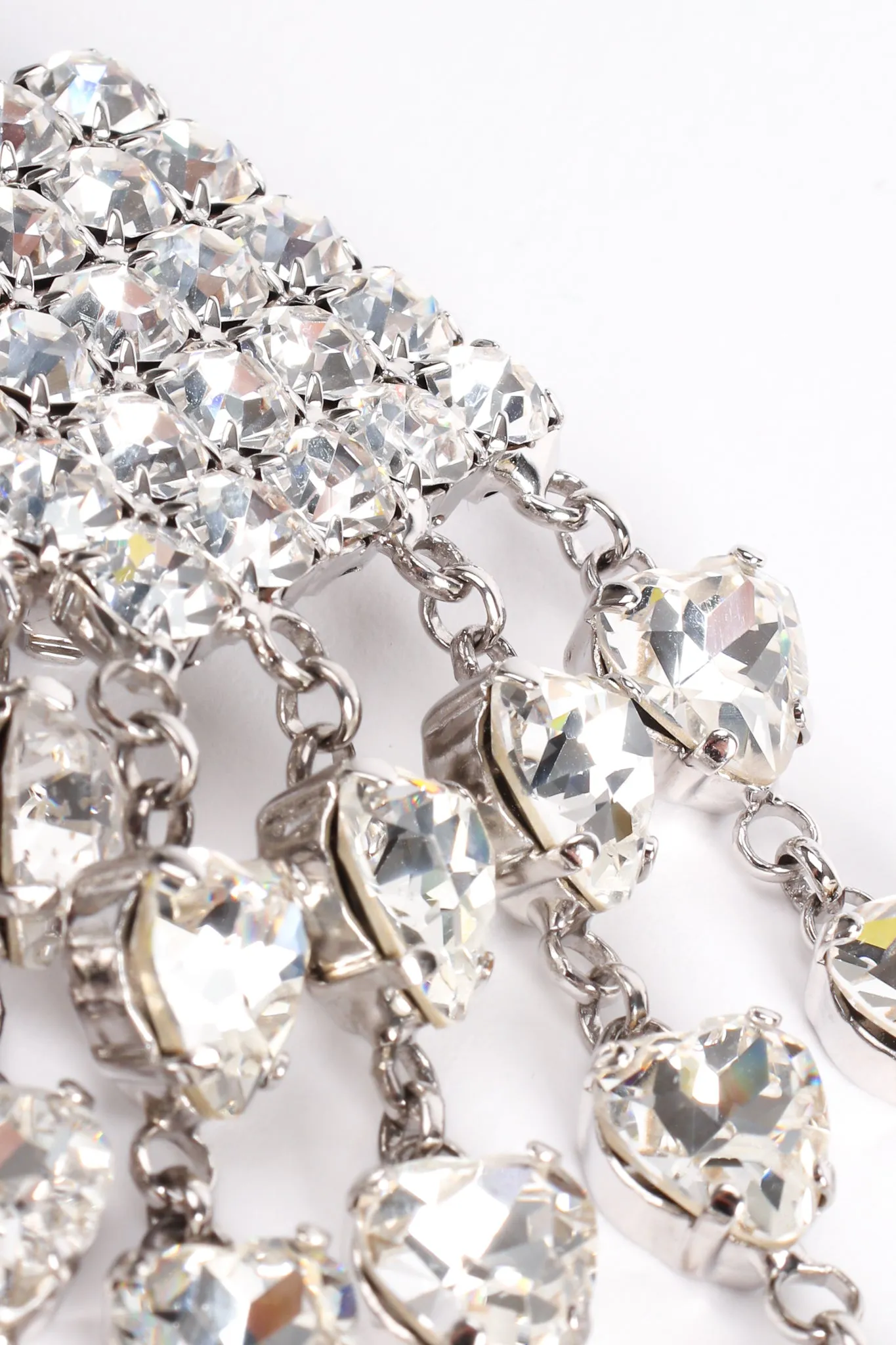 Crystal Heart Fringe Drop Earrings