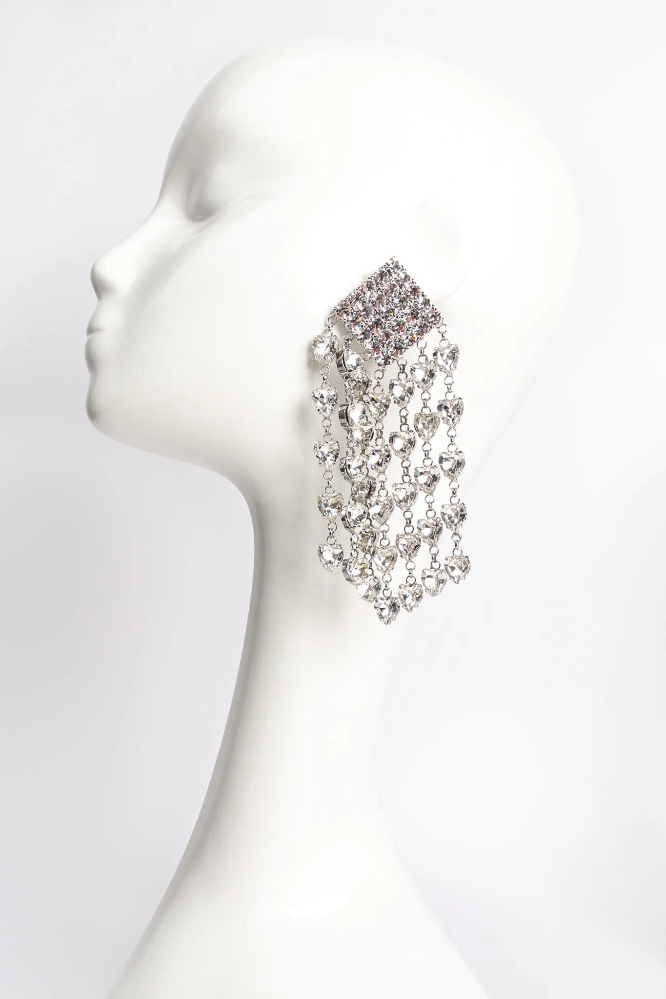 Crystal Heart Fringe Drop Earrings