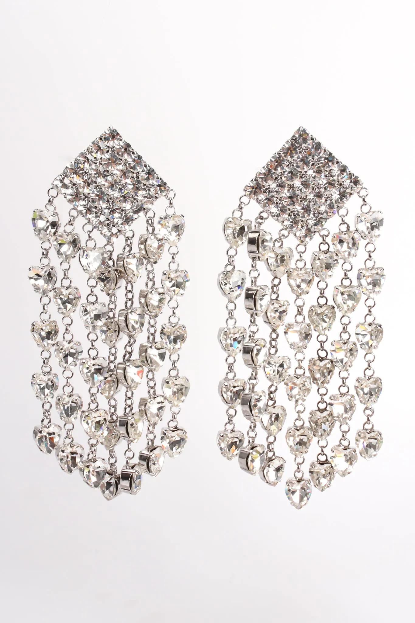 Crystal Heart Fringe Drop Earrings