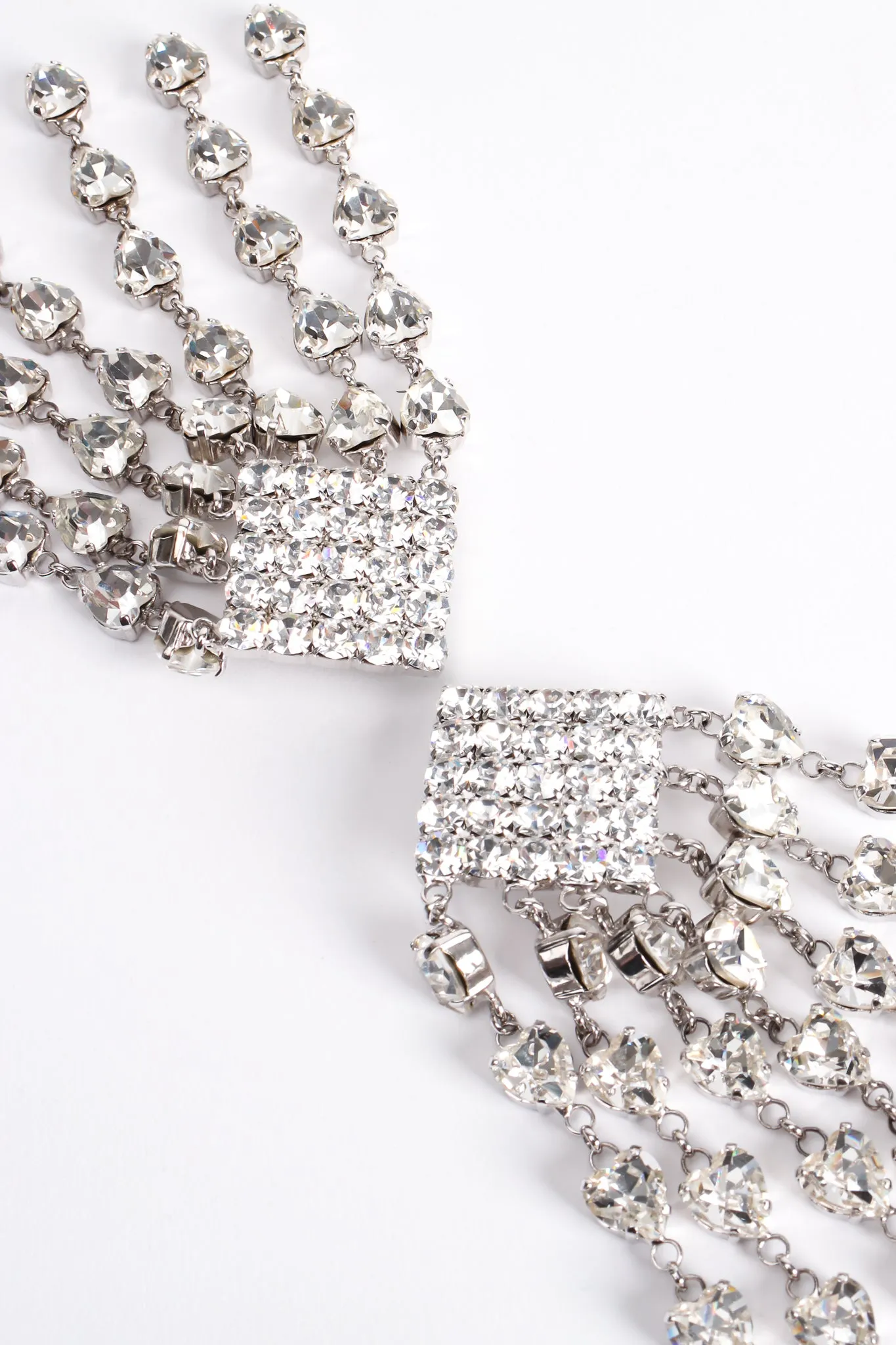 Crystal Heart Fringe Drop Earrings
