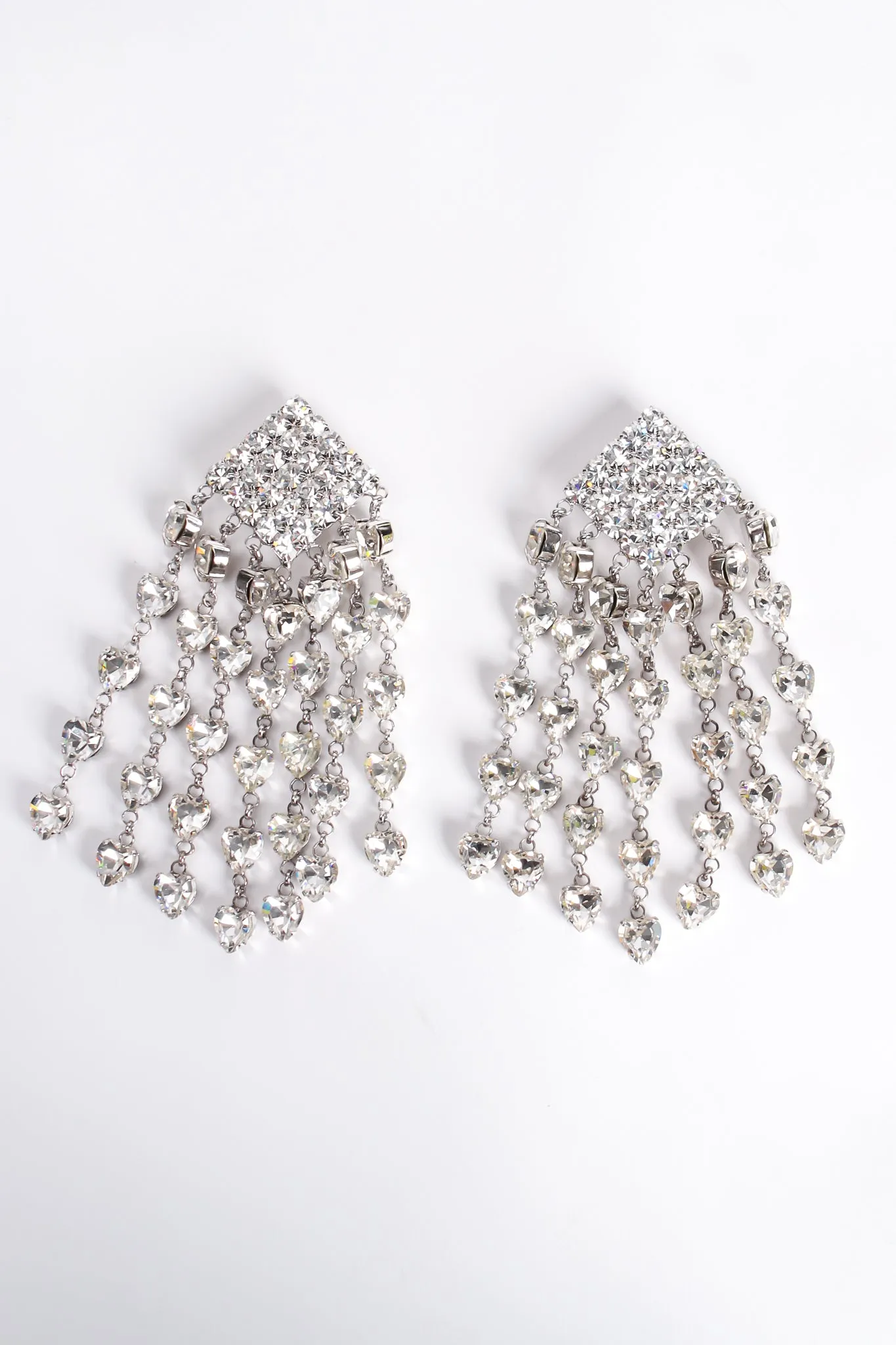 Crystal Heart Fringe Drop Earrings