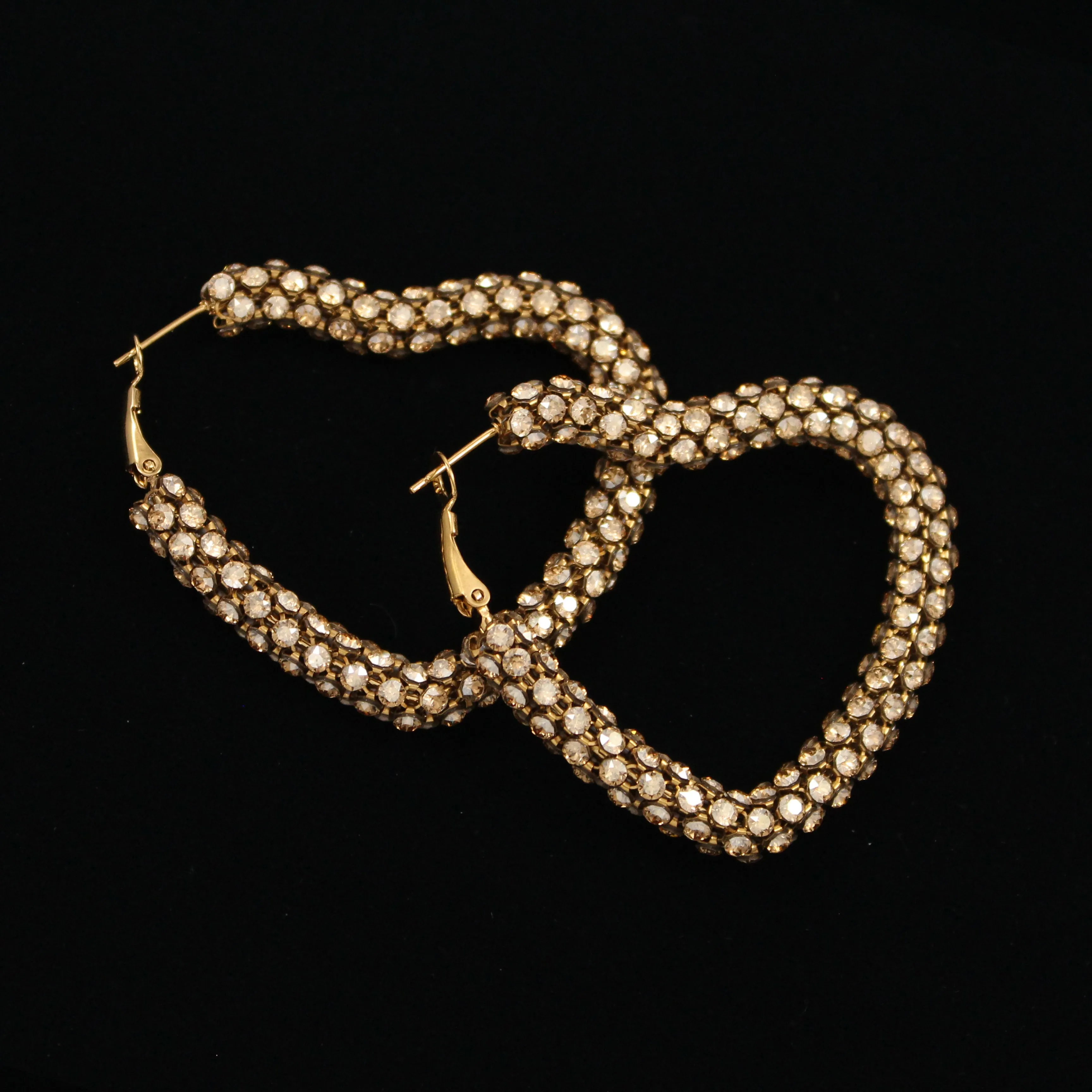 Crystal Mesh Heart Hoop Earring