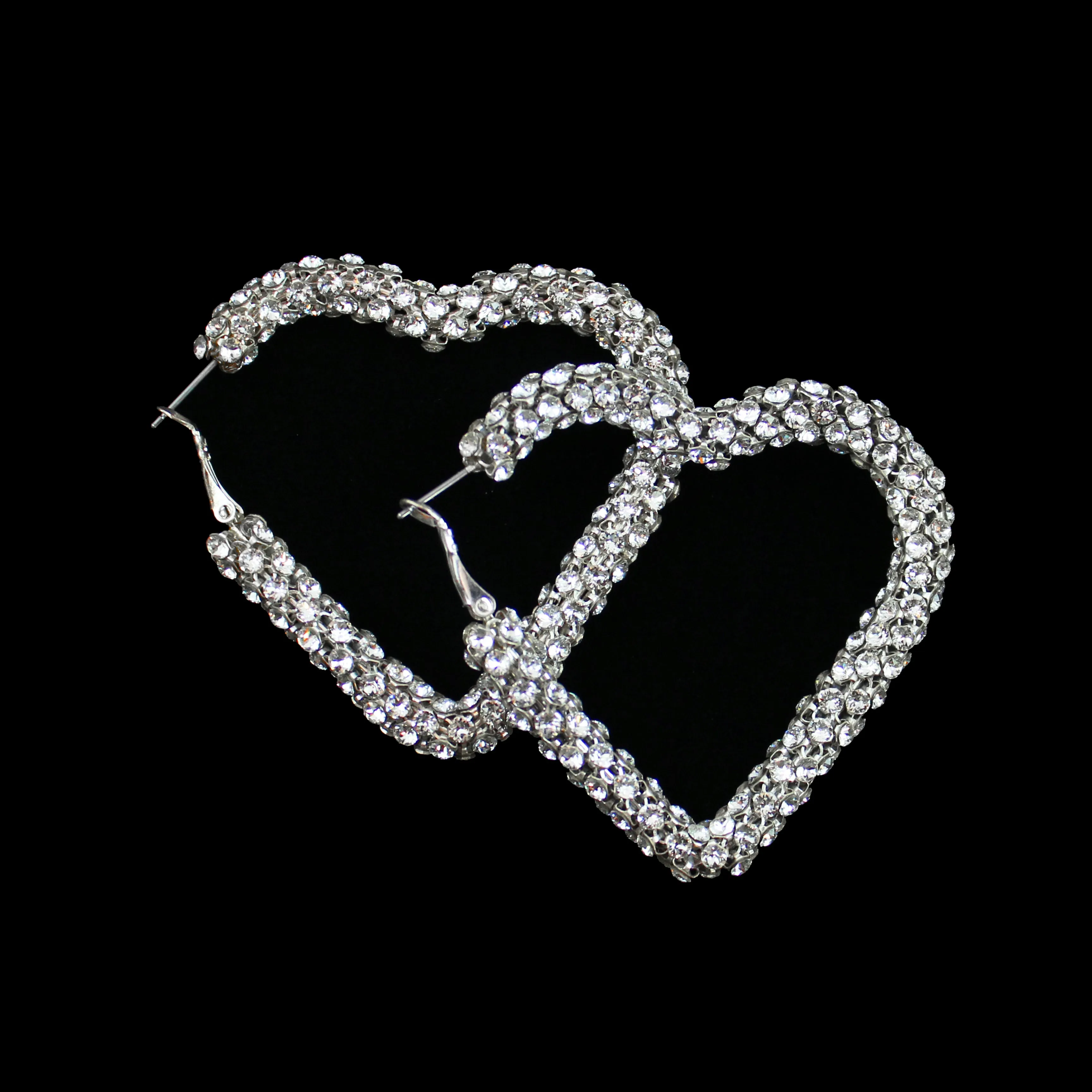 Crystal Mesh Heart Hoop Earring