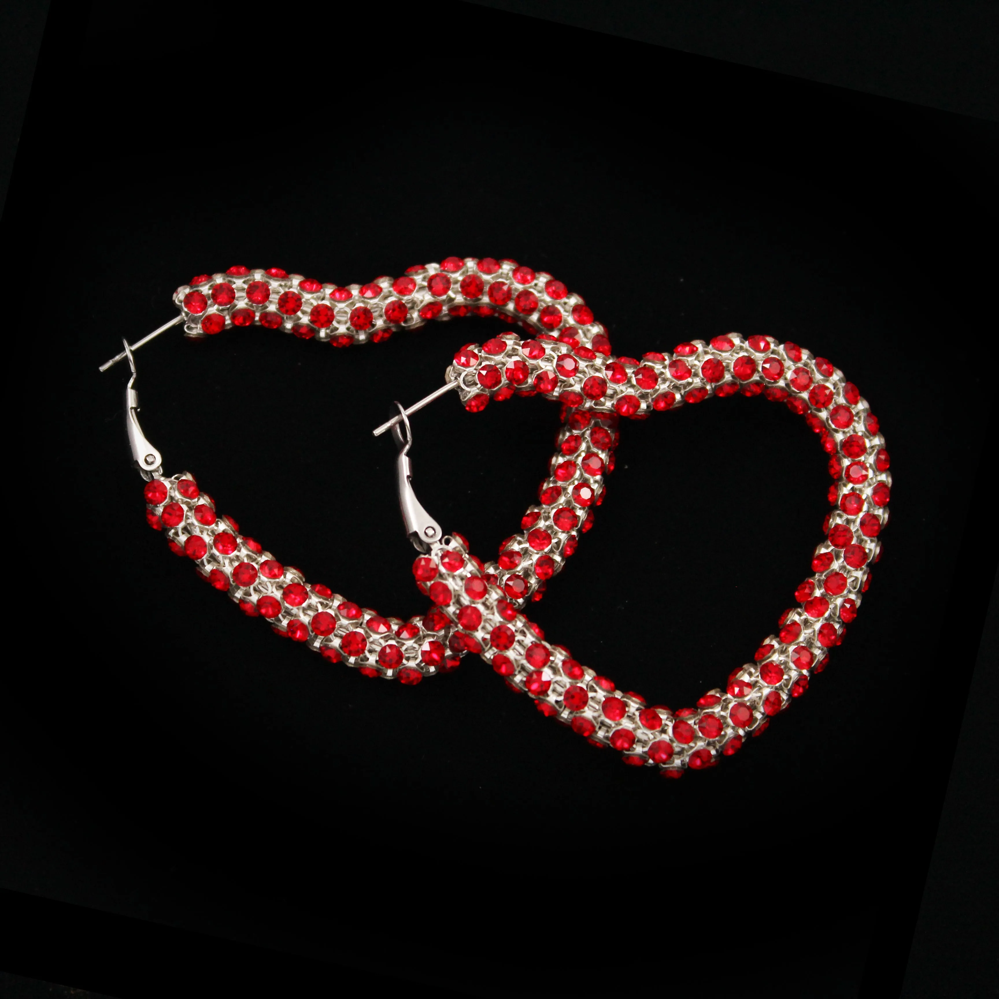 Crystal Mesh Heart Hoop Earring
