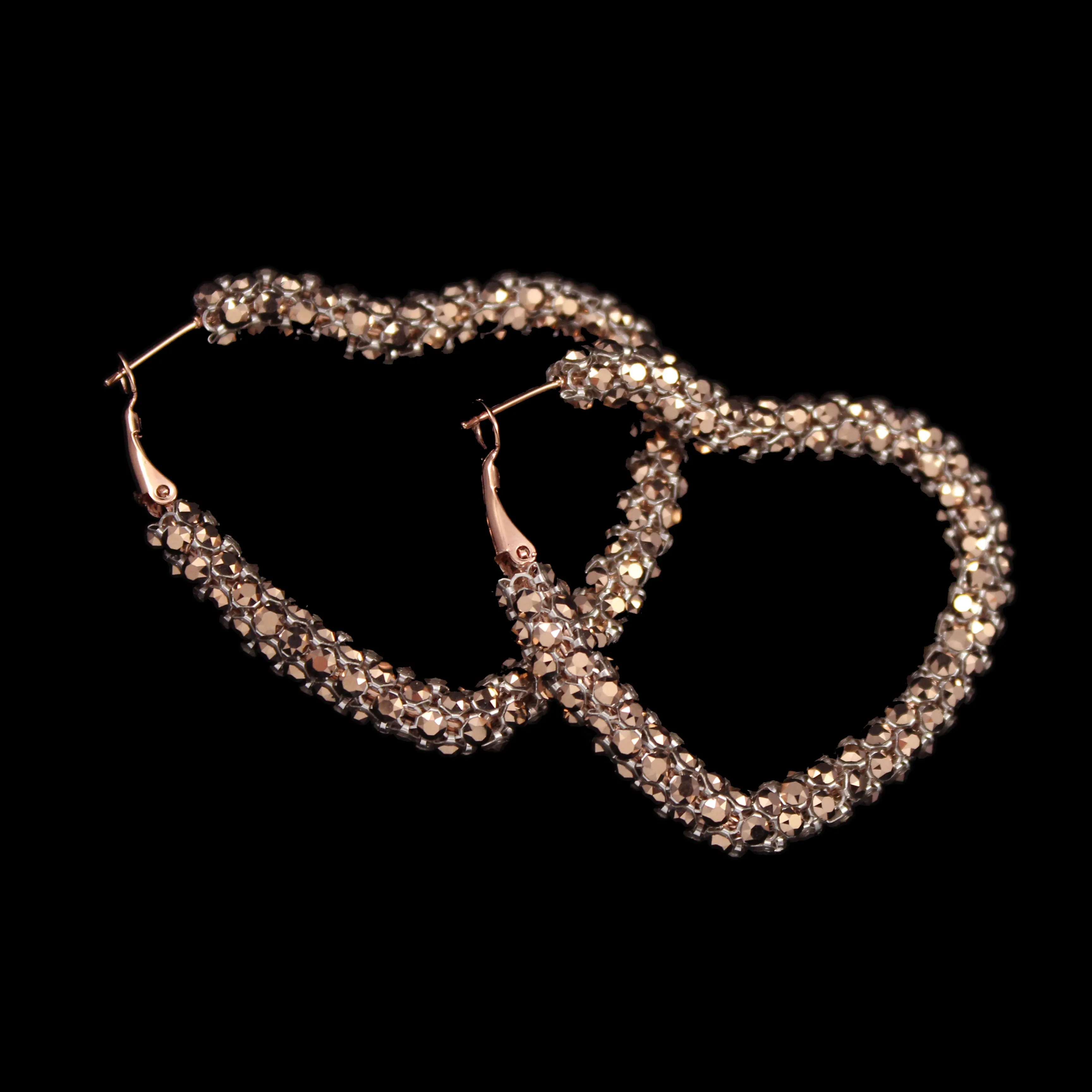 Crystal Mesh Heart Hoop Earring