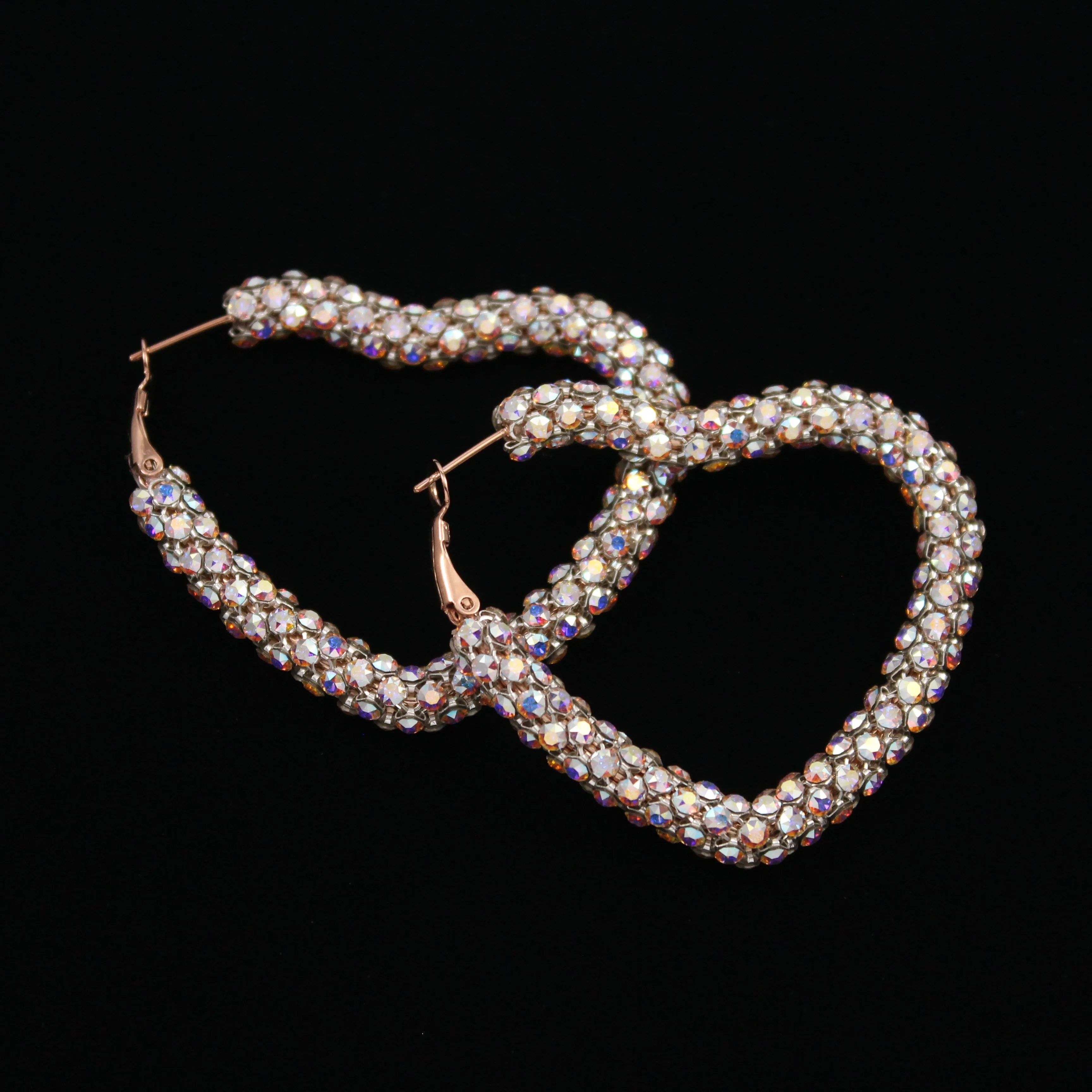 Crystal Mesh Heart Hoop Earring