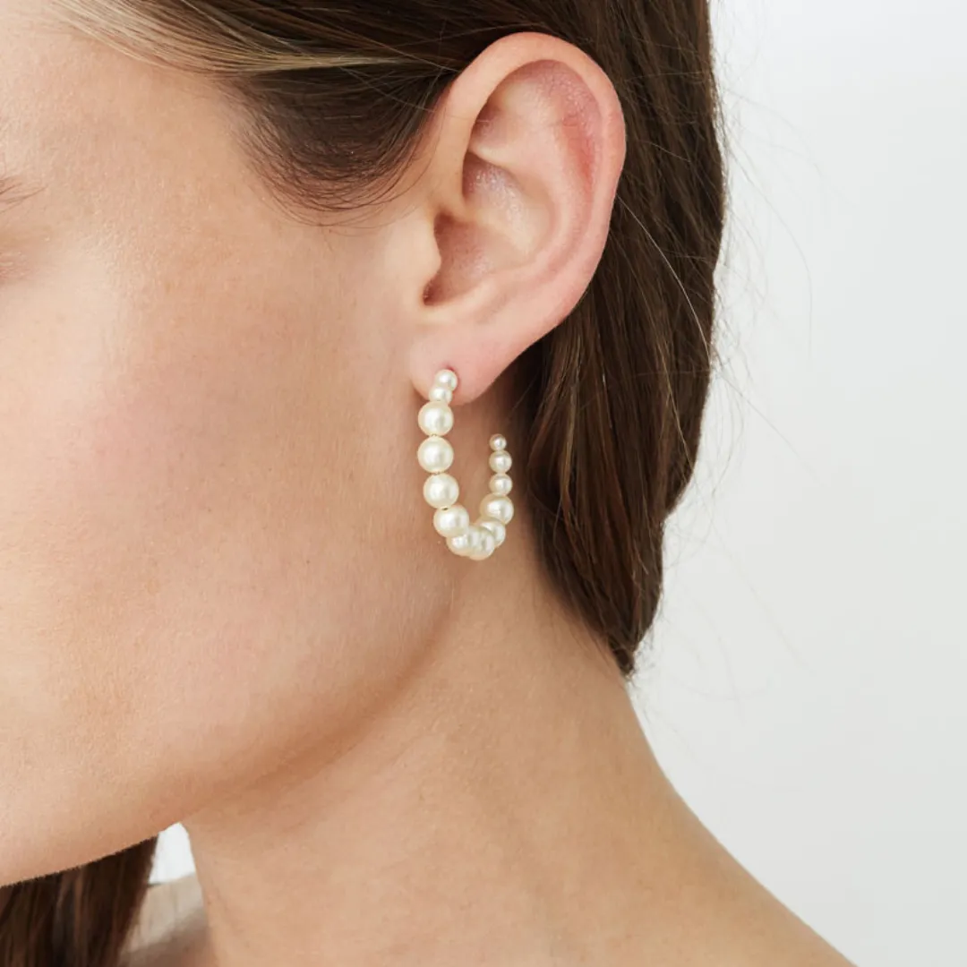 Crystal Pearl Hoops