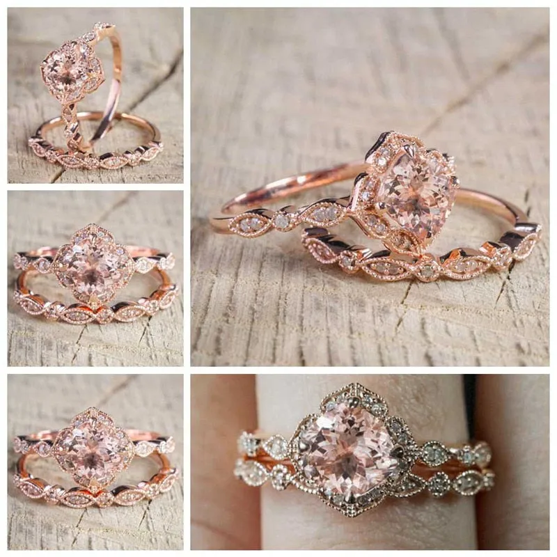 Crystal Rose Ring - 2 Pcs