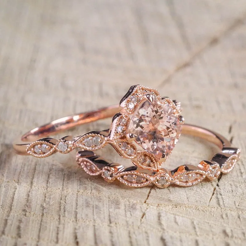 Crystal Rose Ring - 2 Pcs