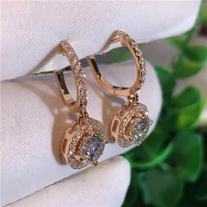 Crystal Round Dangle Earrings