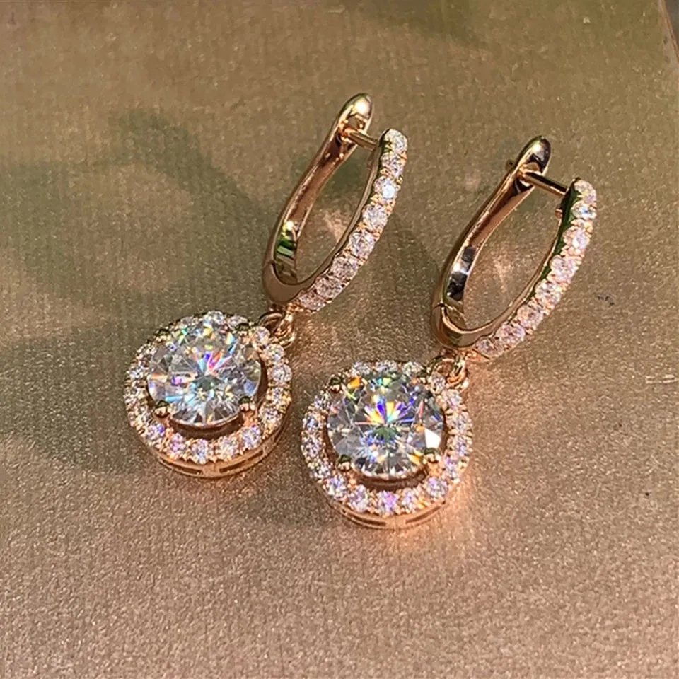 Crystal Round Dangle Earrings