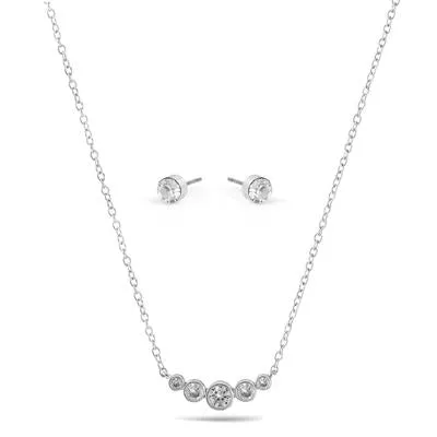 CRYSTAL SMALL PENDANT NECKLACE AND EARRINGS SET #SWY-18091 (EA6)