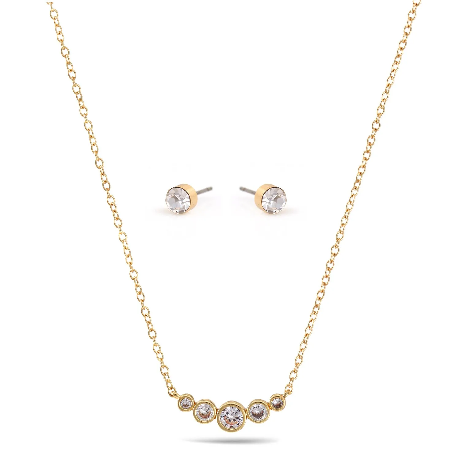 CRYSTAL SMALL PENDANT NECKLACE AND EARRINGS SET #SWY-18091 (EA6)