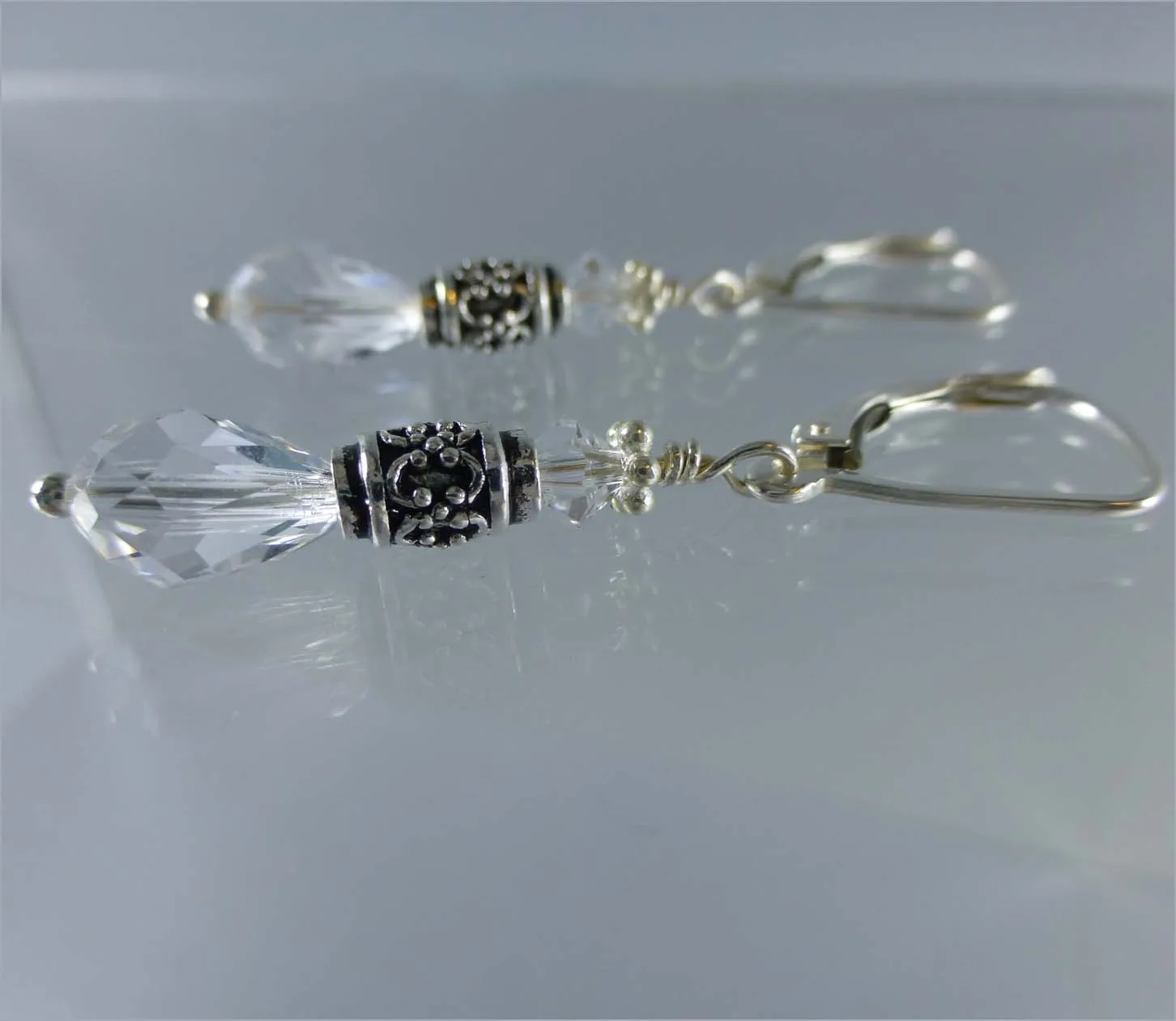 Crystal Sterling Silver Drop Earrings