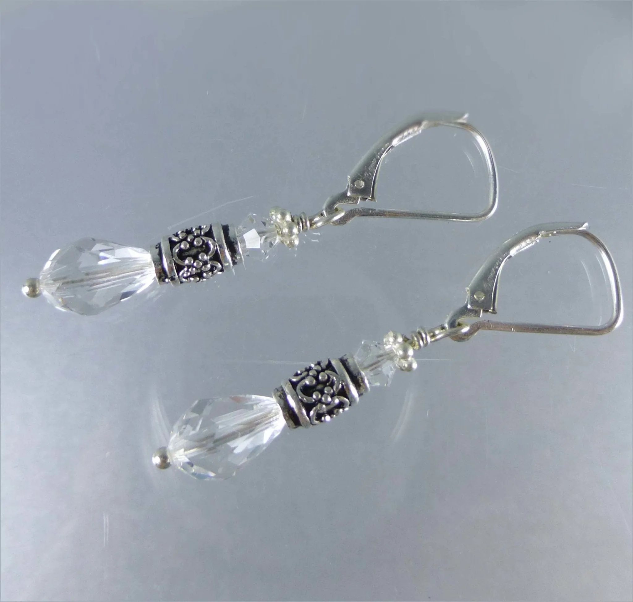 Crystal Sterling Silver Drop Earrings