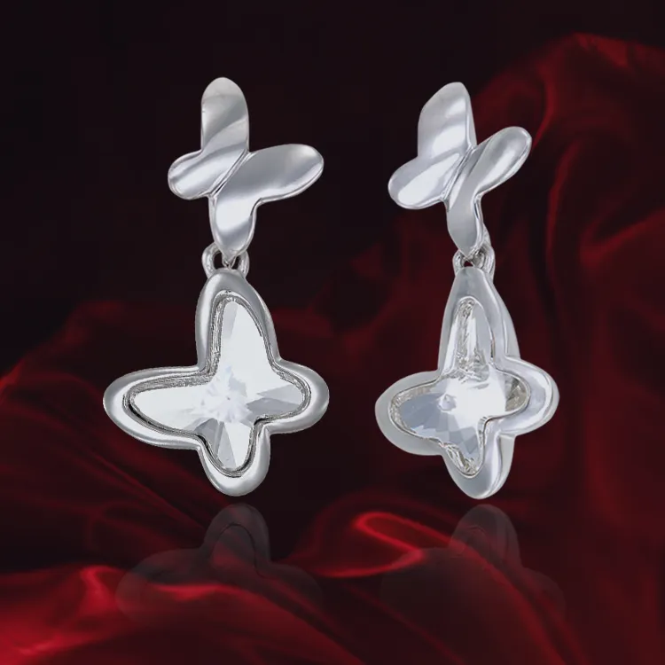 Crystal Twin Butterfly Earrings