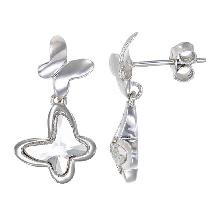 Crystal Twin Butterfly Earrings