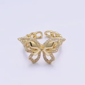 Cubic Butterfly rings, gold butterfly rings stackable adjustable rings, Cluster ring, Dainty open ring U-504