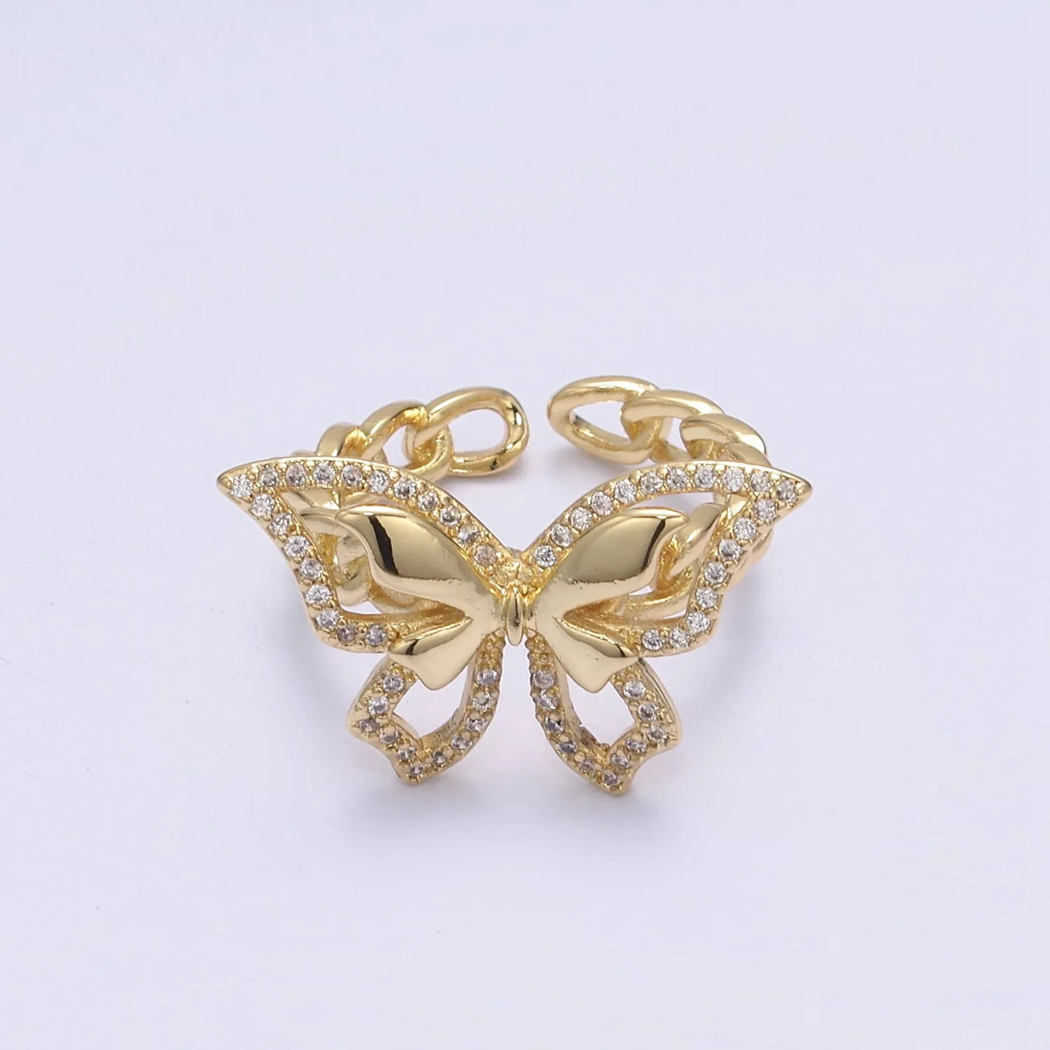 Cubic Butterfly rings, gold butterfly rings stackable adjustable rings, Cluster ring, Dainty open ring U-504