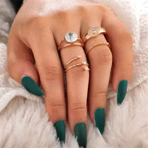 Cubic Zirconia & 18K Gold-Plated Layered Ring Set