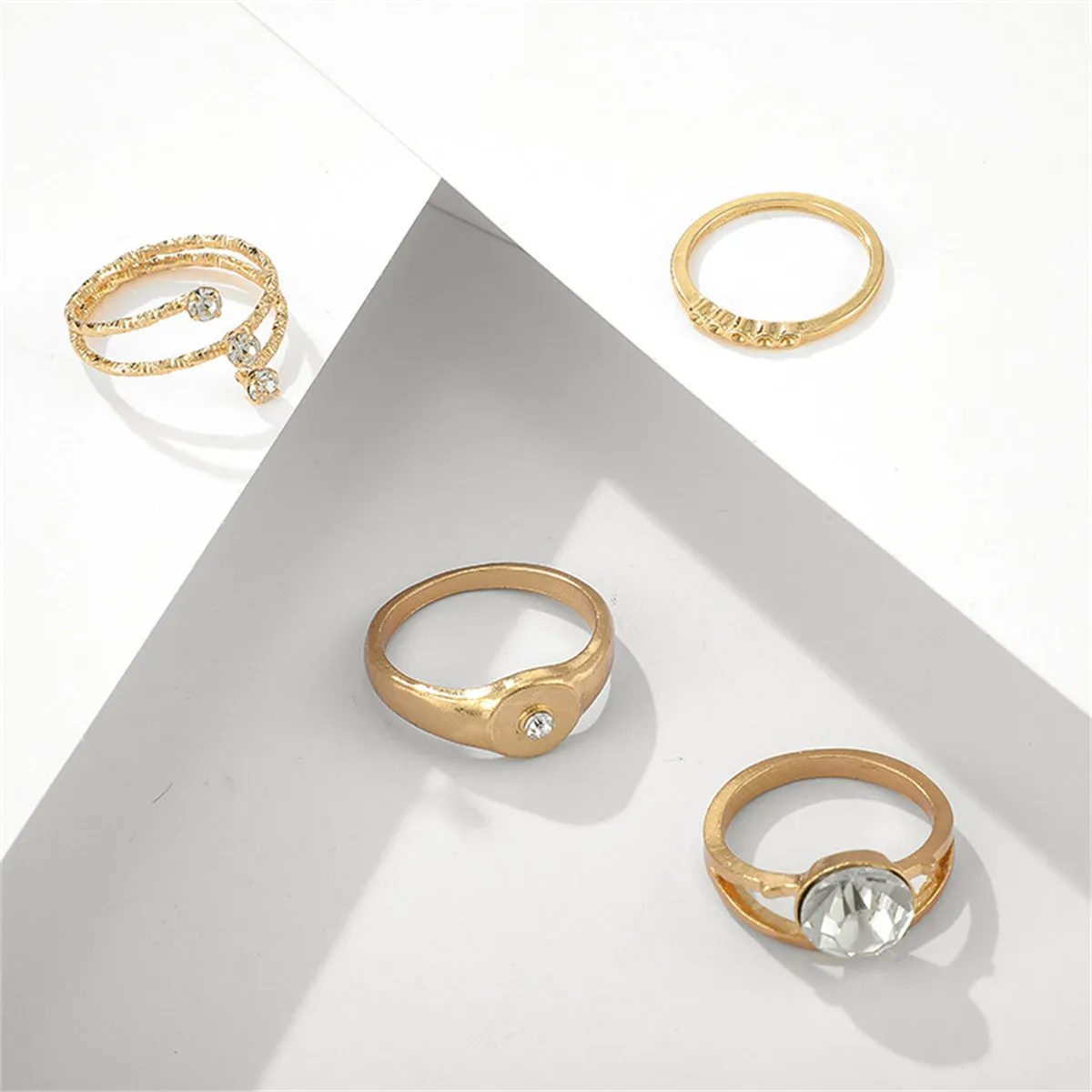 Cubic Zirconia & 18K Gold-Plated Layered Ring Set