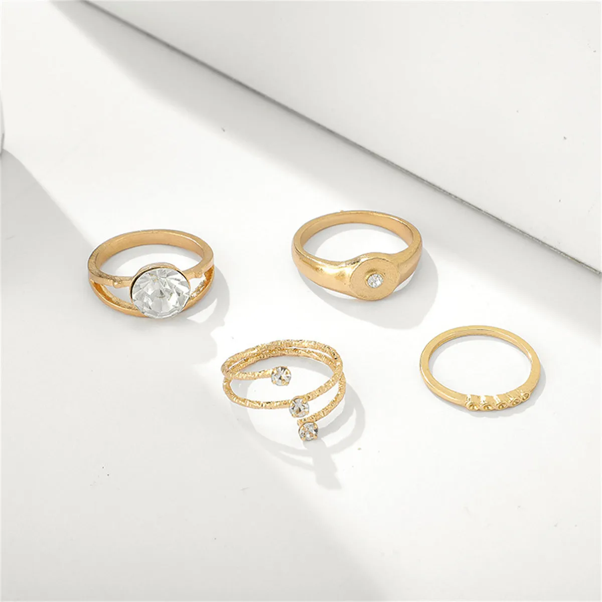 Cubic Zirconia & 18K Gold-Plated Layered Ring Set
